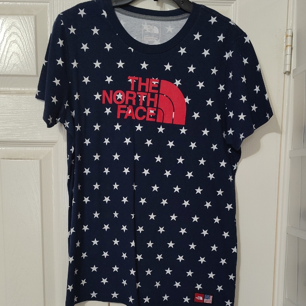The North Face Navy T-Shirt with White Stars and Red Logo